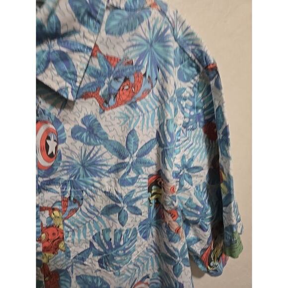 Marvel Avengers Hawaiian Print Button Up Shirt Men’s Small Short Sleeve Cotton - Picture 7 of 14